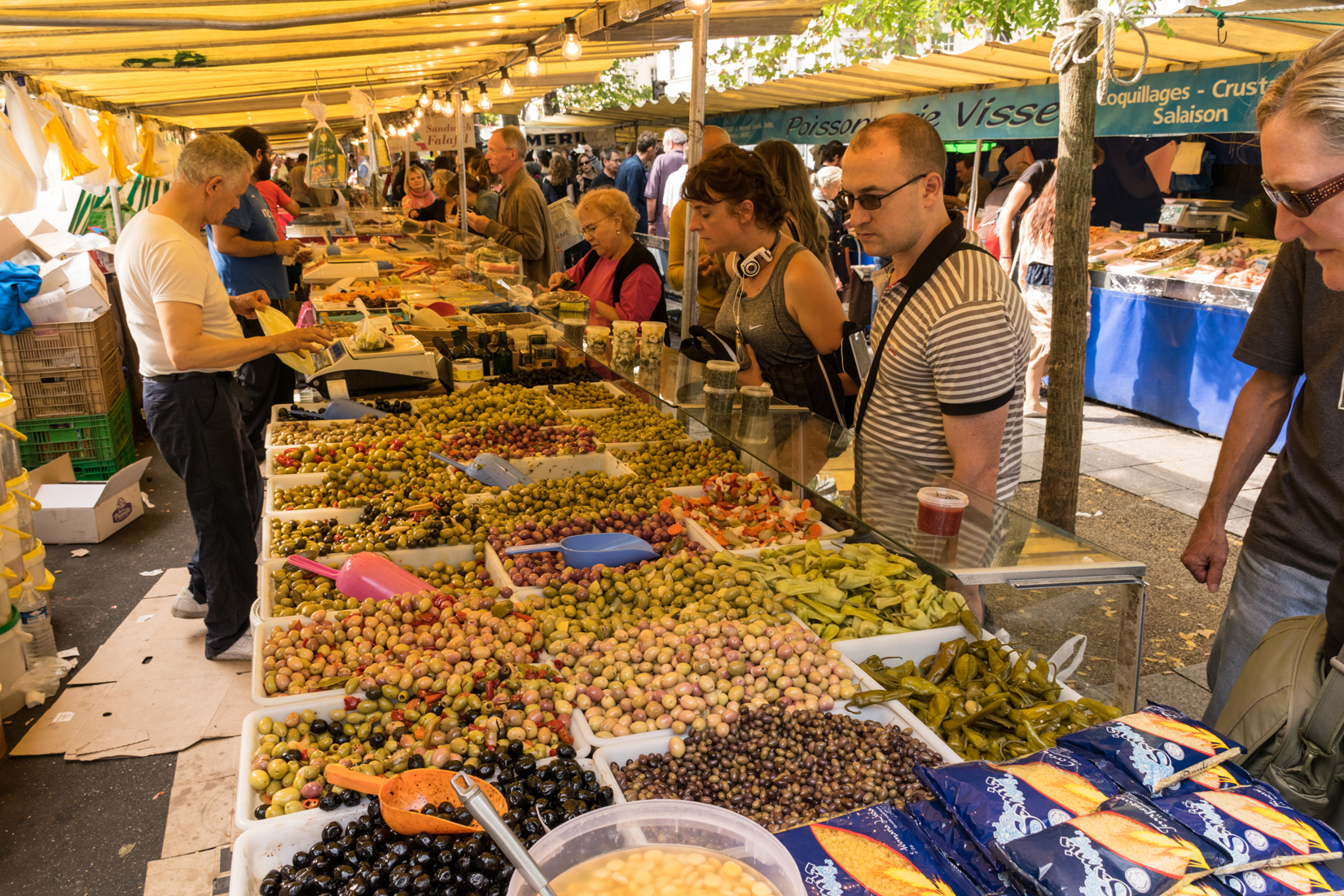 Fresh olives, beans and chilli peppers