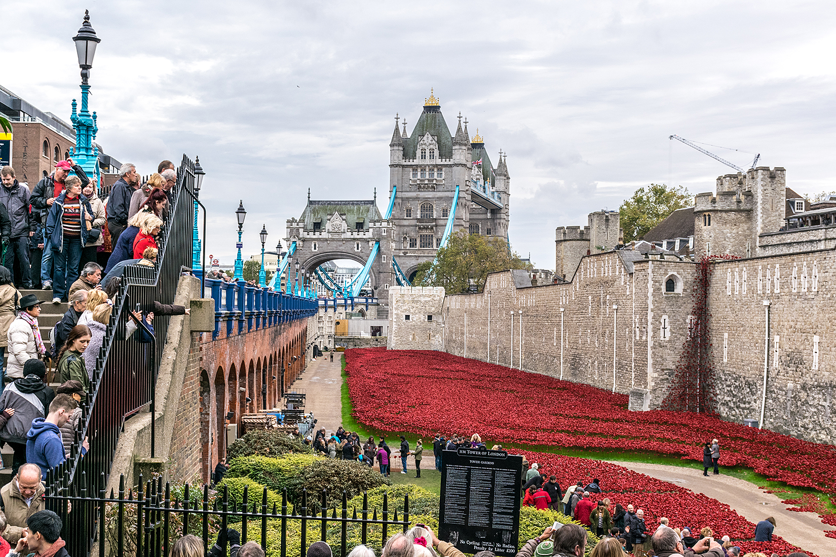 Tower Bridge and the 'Weeping Window' on the east wall