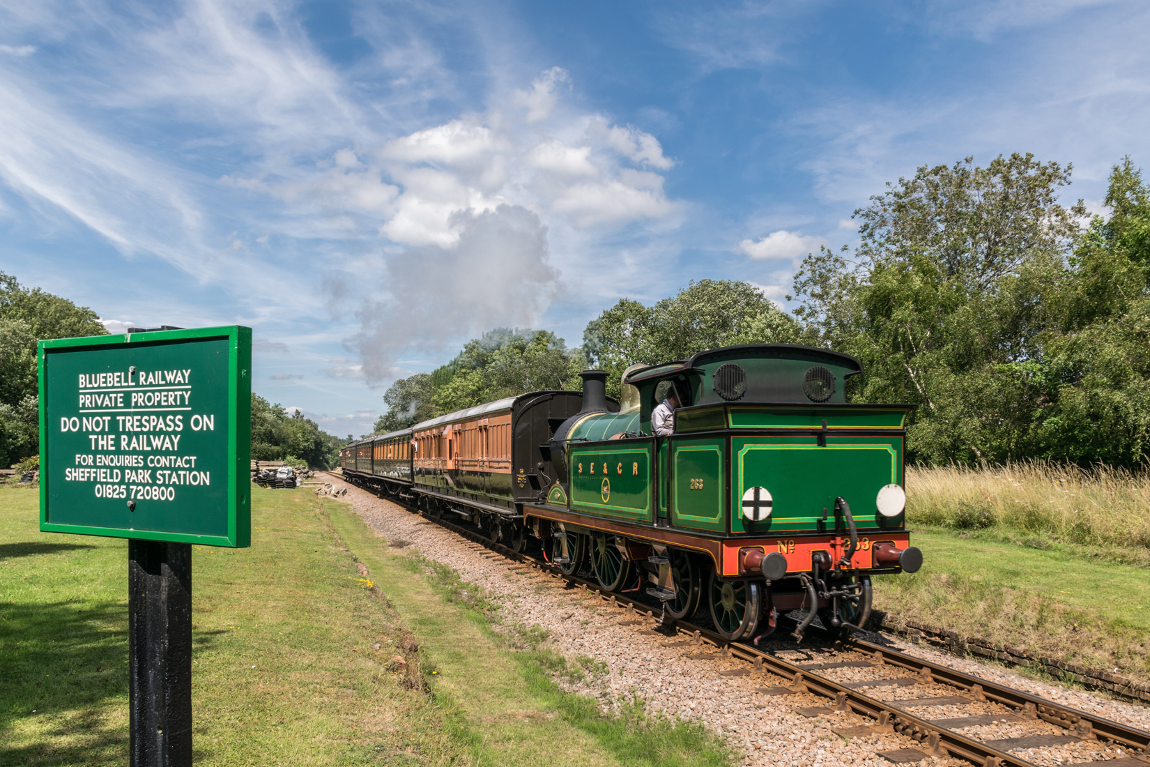 South Eastern & Chatham Railway, H-class 0-4-4T, No.263 heading south past the site of former West Hoathly station South Eastern & Chatham Railway, H-class 0-4-4T, No.263 heading south past the site of former West Hoathly station