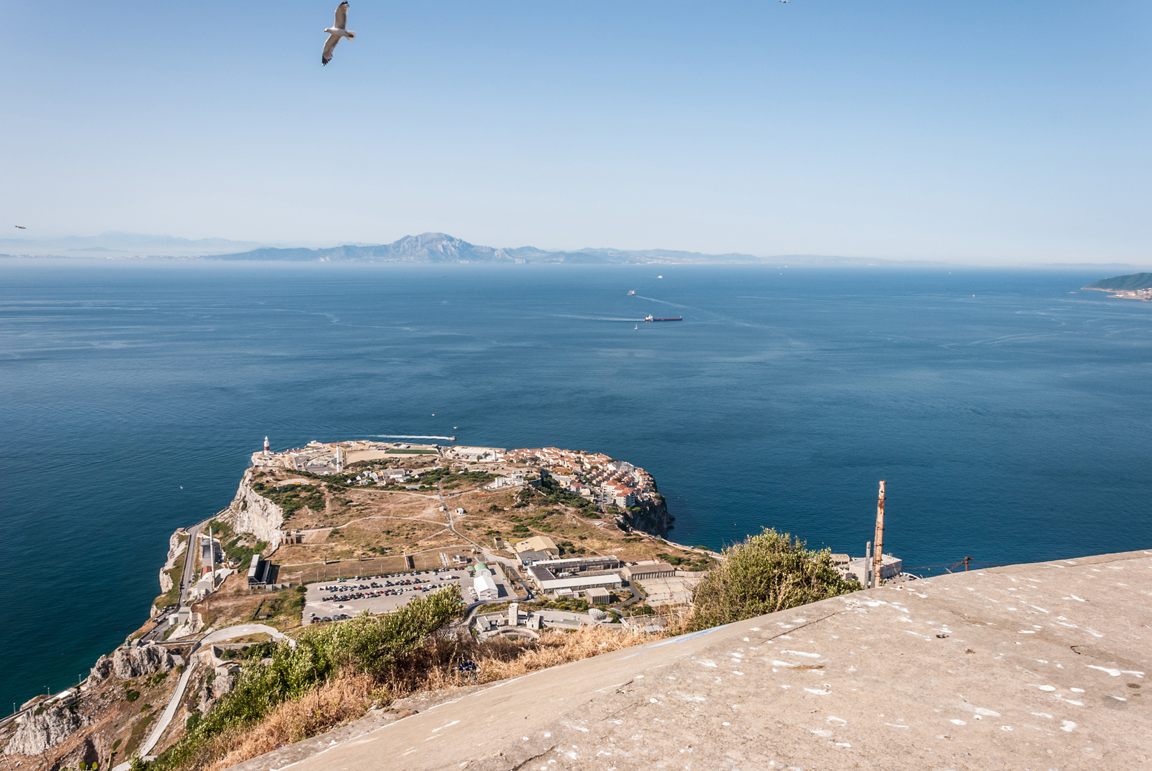 Looking out from the Spur Battery over Trinity Lighthouse at Europa Point