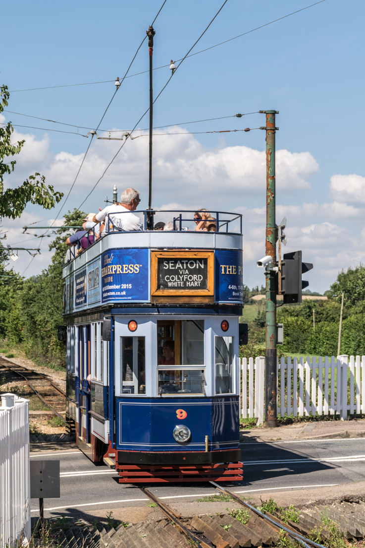 Car 9 crossing the road at Colyford level crossing