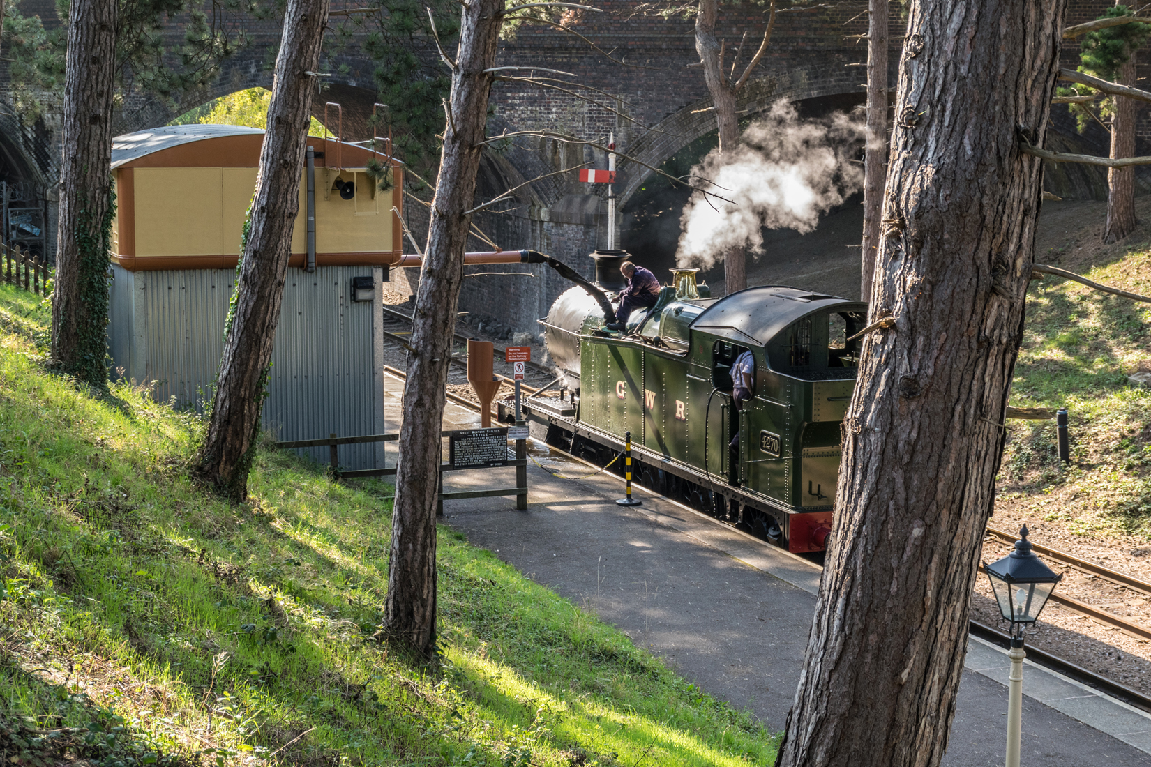 Taking on water at Cheltenham Racecourse station