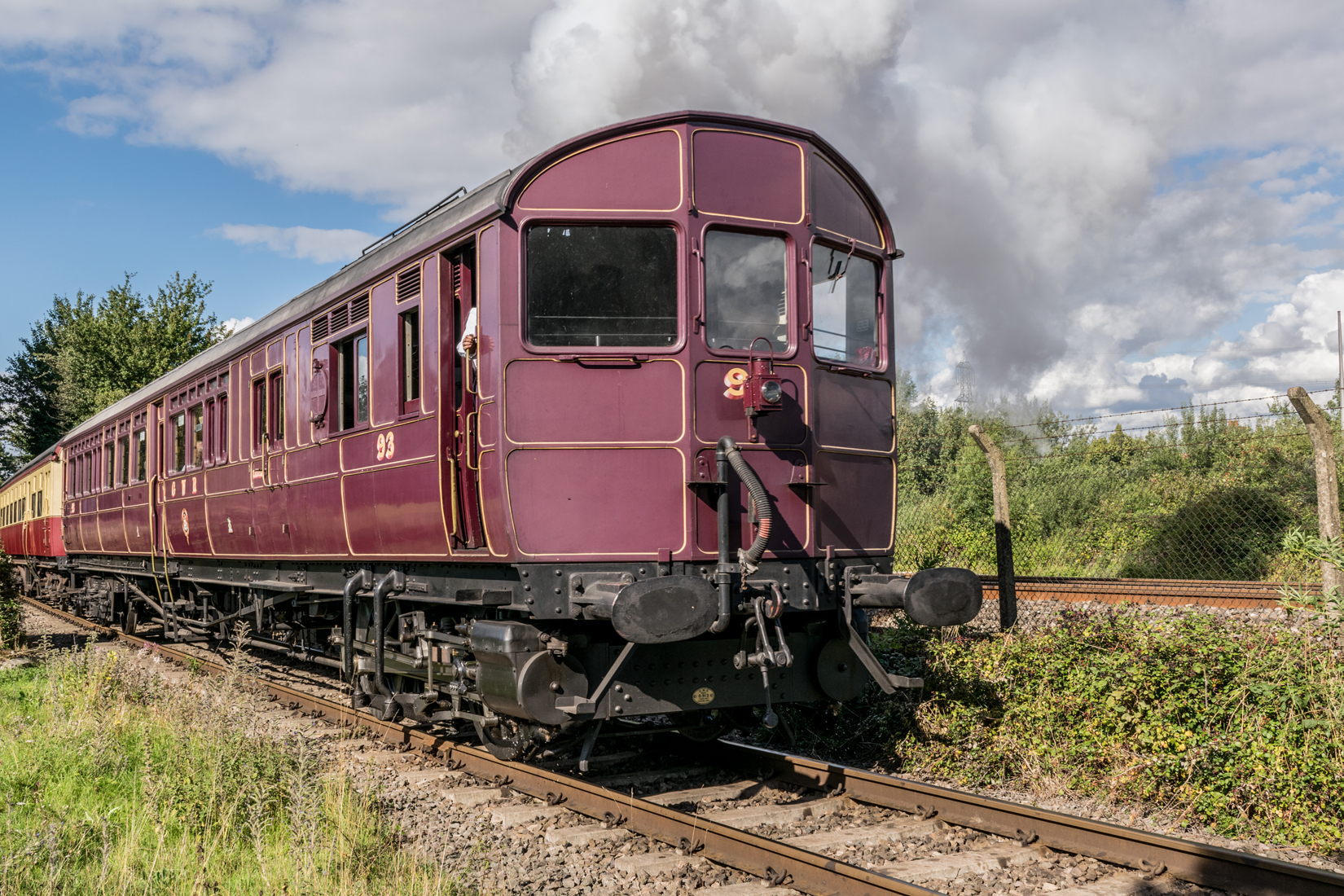 Steam Railmotor No. 93 working hard on the Demonstration Main Line