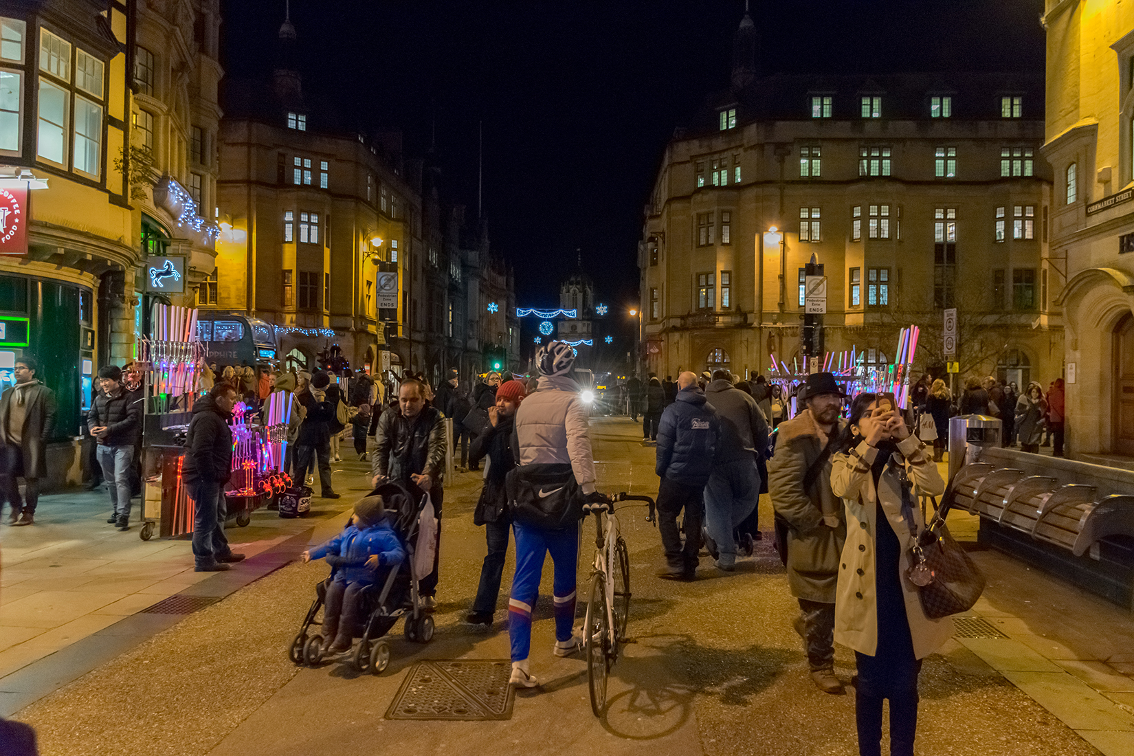 Cornmarket Street, one of Oxford's normally busy pedestrianised shopping streets