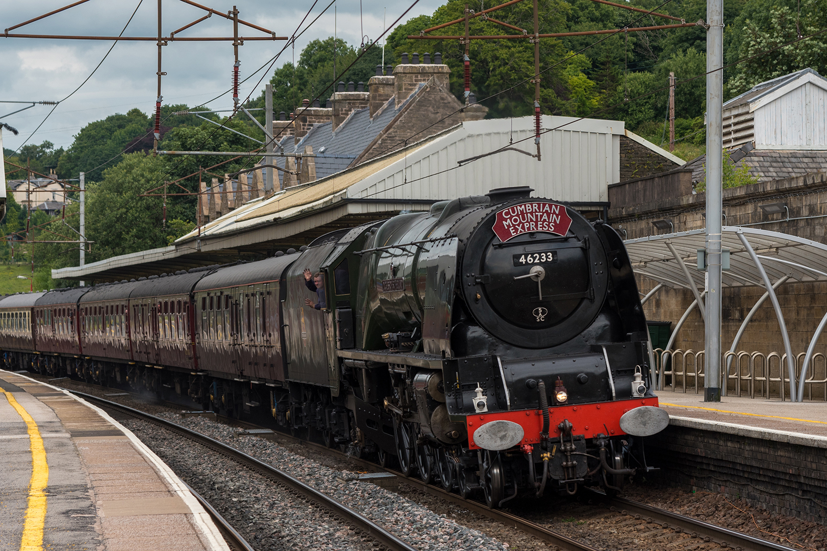 'Duchess of Sutherland' speeding through Oxenhope 'Duchess of Sutherland' speeding through Oxenhope