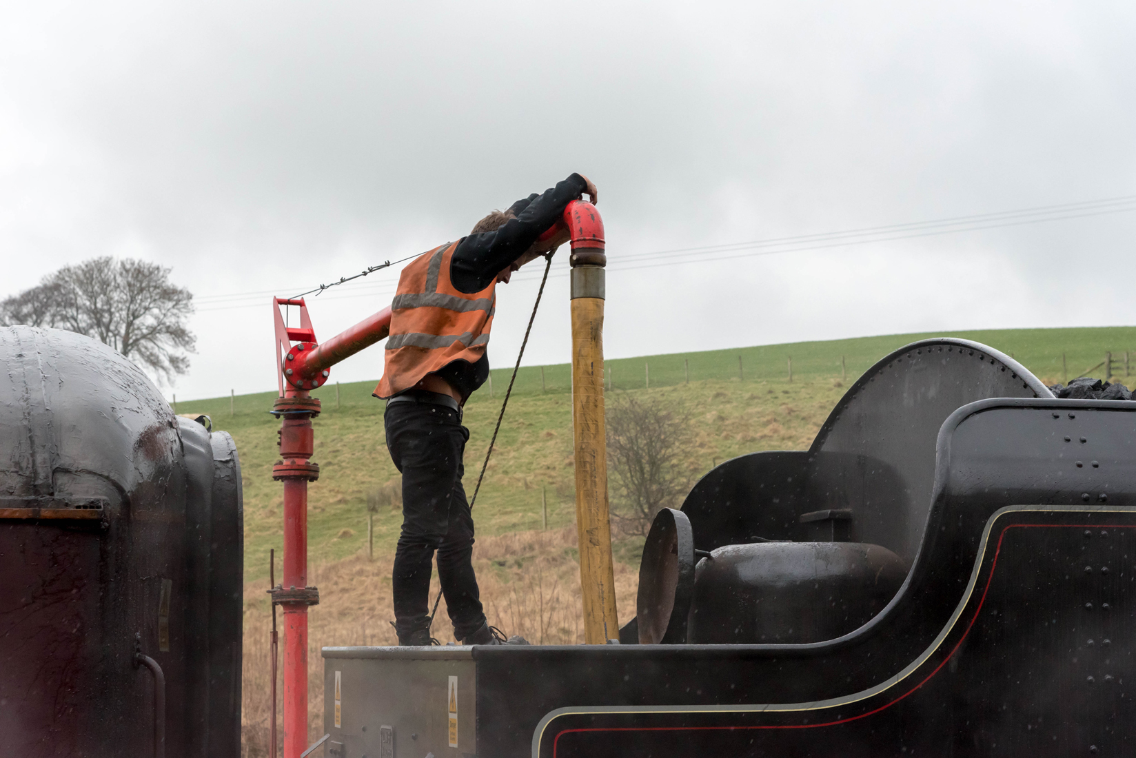 Taking on water at Hellifield Station.