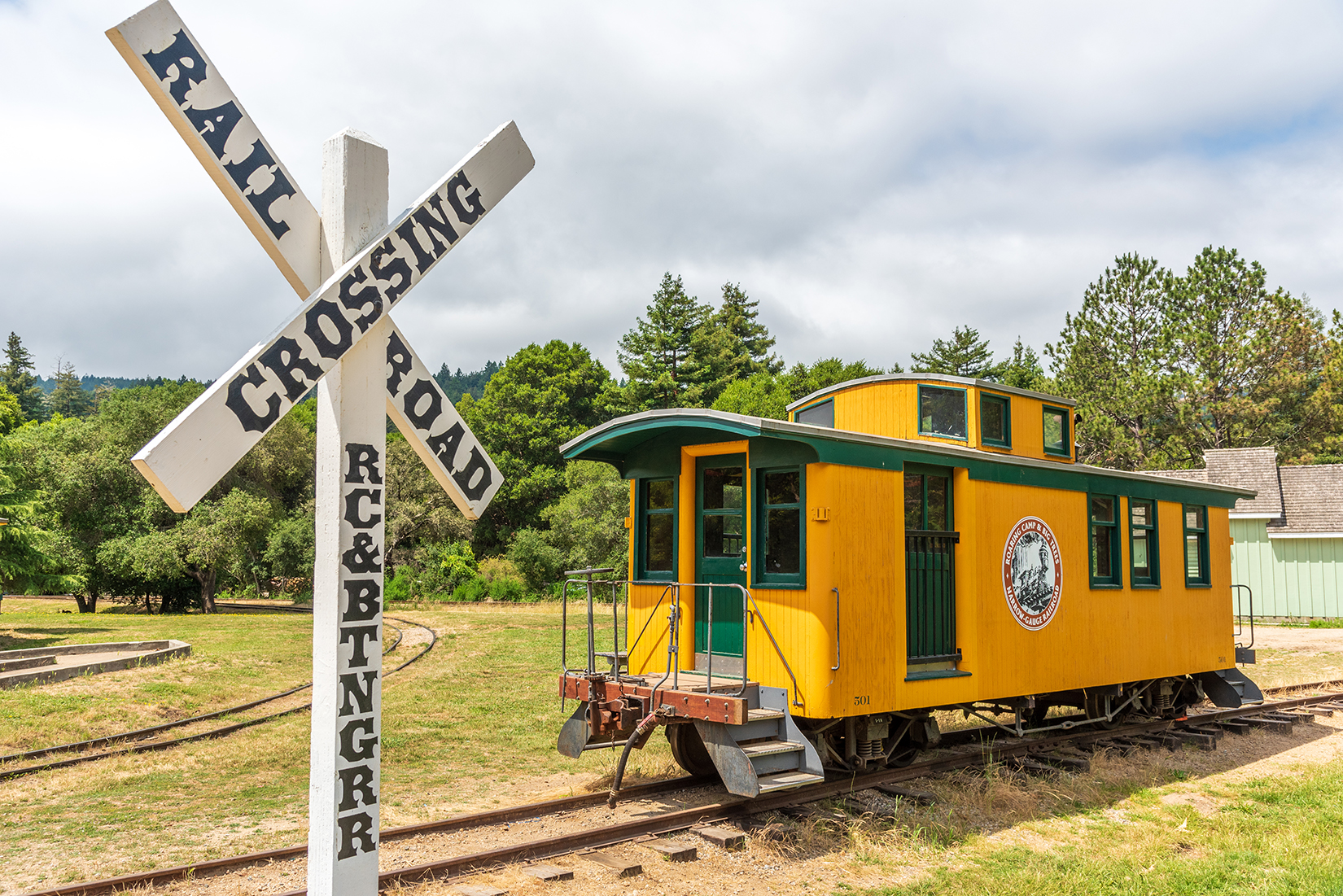 Preserved caboose at the entrance