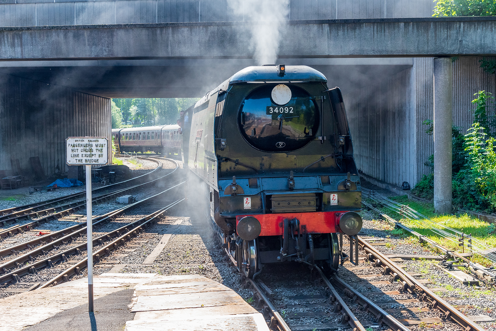 34092 'City of Wells' easing into Bury station.