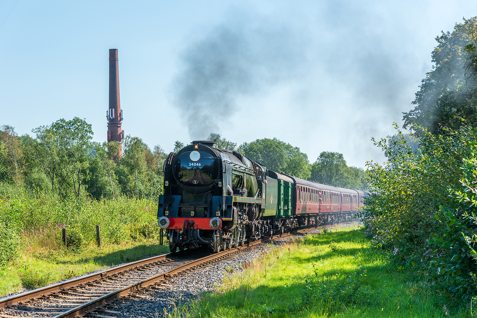 34046 'Braunton' heading north out of Ramsbottom